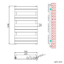 Bathroom Towel Rail Radiator Designer Flat Panel Chrome Heated Warmer Rad