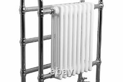Bathroom Traditional Heated Towel Column Radiator Rail 904 x 674 & Chrome Valves