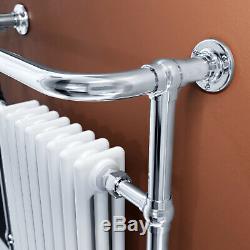 Bathroom Traditional Towel Rail Radiator White Chrome Column Heated 963x673mm