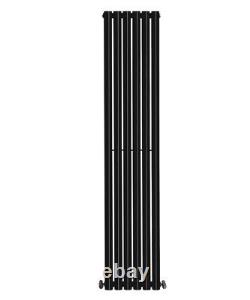 Black 1600x354mm Double Oval Column Panel Radiator Vertical Central Heating