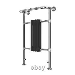 Black & Chrome Traditional Column Heated Towel Rail Radiator 952 x 479mm