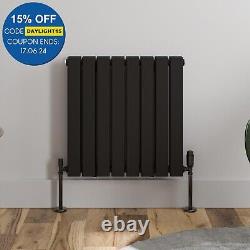 Black Designer Radiator Horizontal Flat Double Panel Rad 600x608mm Steel Modern