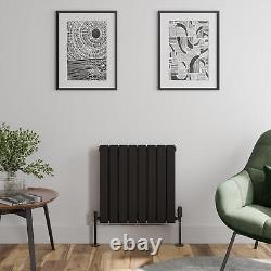 Black Designer Radiator Horizontal Flat Double Panel Rad 600x608mm Steel Modern