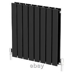 Black Designer Radiator Horizontal Flat Double Panel Rad 600x608mm Steel Modern