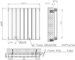 Black Designer Radiator Horizontal Flat Double Panel Rad 600x608mm Steel Modern