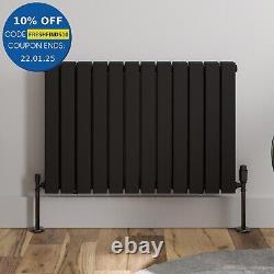 Black Designer Radiator Horizontal Flat Double Panel Rad 600x912mm Steel Modern