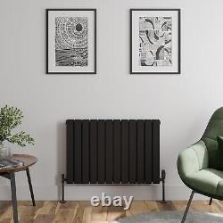 Black Designer Radiator Horizontal Flat Double Panel Rad 600x912mm Steel Modern