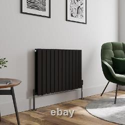 Black Designer Radiator Horizontal Flat Double Panel Rad 600x912mm Steel Modern