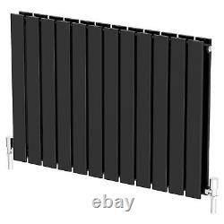 Black Designer Radiator Horizontal Flat Double Panel Rad 600x912mm Steel Modern