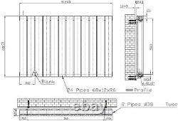 Black Designer Radiator Horizontal Flat Double Panel Rad 600x912mm Steel Modern