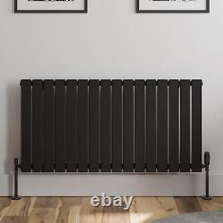 Black Designer Radiator Horizontal Flat Single Panel Rad 600x1212mm Steel Modern