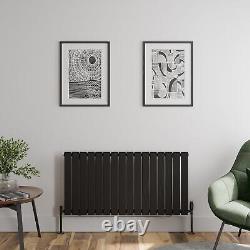 Black Designer Radiator Horizontal Flat Single Panel Rad 600x1212mm Steel Modern