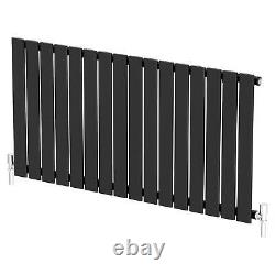 Black Designer Radiator Horizontal Flat Single Panel Rad 600x1212mm Steel Modern