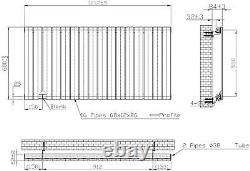 Black Designer Radiator Horizontal Flat Single Panel Rad 600x1212mm Steel Modern