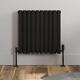 Black Designer Radiator Horizontal Oval Double Panel Rad 600x600mm Steel Modern