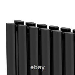 Black Designer Radiator Horizontal Oval Double Panel Rad 600x600mm Steel Modern