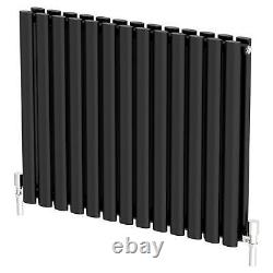 Black Designer Radiator Horizontal Oval Double Panel Rad 600x780mm Steel Modern