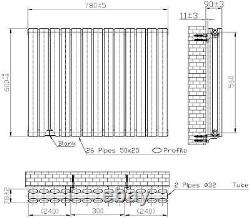 Black Designer Radiator Horizontal Oval Double Panel Rad 600x780mm Steel Modern