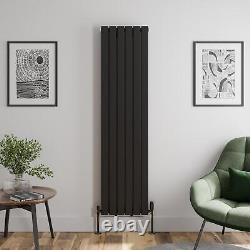 Black Designer Radiator Vertical Flat Double Panel Rad 1800x456mm Steel Modern