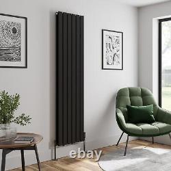 Black Designer Radiator Vertical Flat Double Panel Rad 1800x456mm Steel Modern