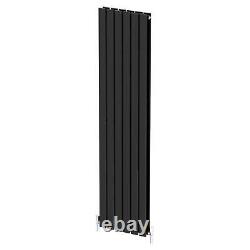 Black Designer Radiator Vertical Flat Double Panel Rad 1800x456mm Steel Modern