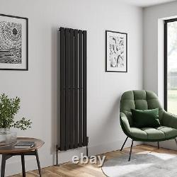 Black Designer Radiator Vertical Flat Single Panel Rad 1600x452mm Steel Modern