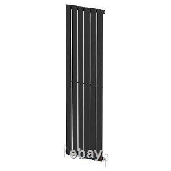 Black Designer Radiator Vertical Flat Single Panel Rad 1600x452mm Steel Modern