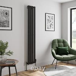 Black Designer Radiator Vertical Flat Single Panel Rad 1800x304mm Steel Modern