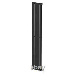 Black Designer Radiator Vertical Flat Single Panel Rad 1800x304mm Steel Modern