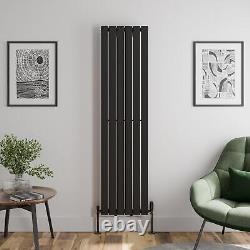 Black Designer Radiator Vertical Flat Single Panel Rad 1800x452mm Steel Modern