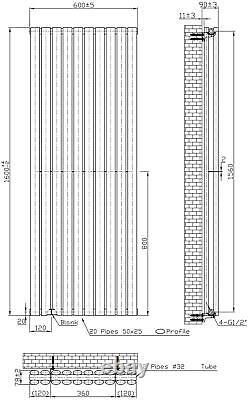 Black Designer Radiator Vertical Horizontal Flat Panel Oval Single Double Rads