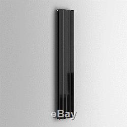 Black Flat Panel Vertical Designer Double Radiator 1800 x 306mm Central Heating