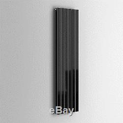 Black Flat Panel Vertical Designer Double Radiator 1800 x 458mm Central Heating