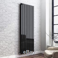 Black Flat Panel Vertical Designer Double Radiator 1800 x 608mm Central Heating