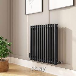 Black Horizontal 2 Column Traditional Radiator 600 x 605mm Nambi BeBa 27937