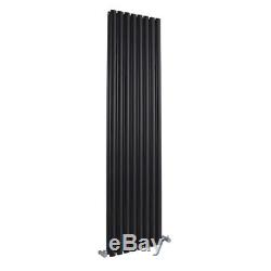 Black Vertical Oval Column Central Heating Designer Radiator 1780 x 472mm Double