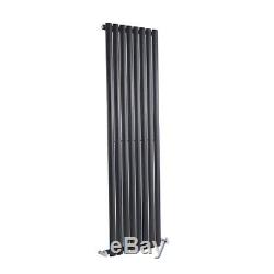 Black Vertical Oval Column Tall Designer Radiator 1600 x 472mm Central Heating