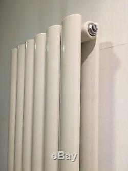 Bundle of 4 Vertical Designer Radiators Double Oval Column Central Heating White