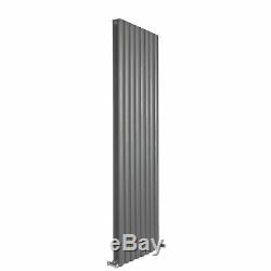 CLEARANCE Milan Double Vertical Radiator 160 x 47 Central Heating Oval Grey