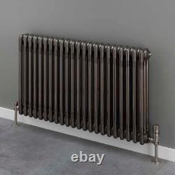 Central Heating 3 Column Radiators KORONA Bare Metal Horizontal Designer 9 Sizes