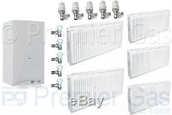 Central Heating Pack Biasi 24kw Boiler + 5 Radiators + 5 TRV + 5 Lockshields