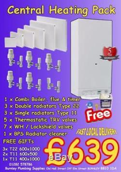 Central heating pack condensing combi boiler radiators ERP A rated thermostatic
