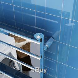 Chrome Heated Bathroom Flat Panel Towel Rail Rad Radiator Central Heating Towel