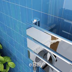 Chrome Heated Bathroom Flat Panel Towel Rail Rad Radiator Central Heating Towel