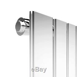 Chrome Single Flat Panel Vertical Heating Rails 1800 x 452mm Radiators Central