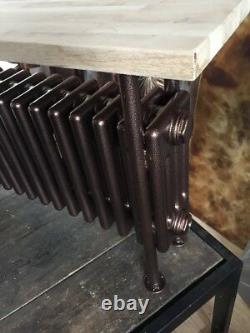 Column Designer Radiator Hammered Copper With Oak Bench 550/1000/240 2800 BTU