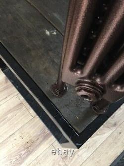 Column Designer Radiator Hammered Copper With Oak Bench 550/1000/240 2800 BTU