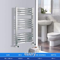 Curved Chrome Towel Rail Heated Ladder Modern Bathroom Radiator Rad 6 Sizes