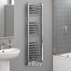 Curved Designer Chrome Towel Rail Central Heating Bathroom Radiators with Valves