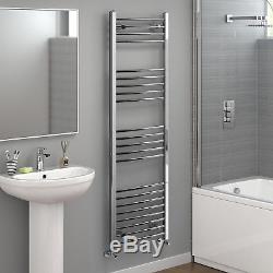 Curved Designer Chrome Towel Rail Central Heating Bathroom Radiators with Valves